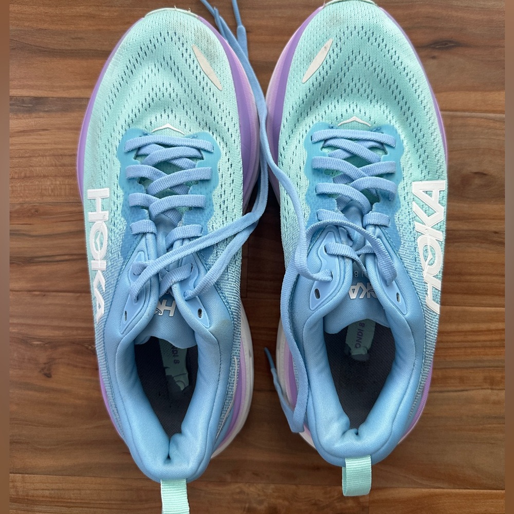 Hoka Bondi 8 Blue and Purple Running Shoes